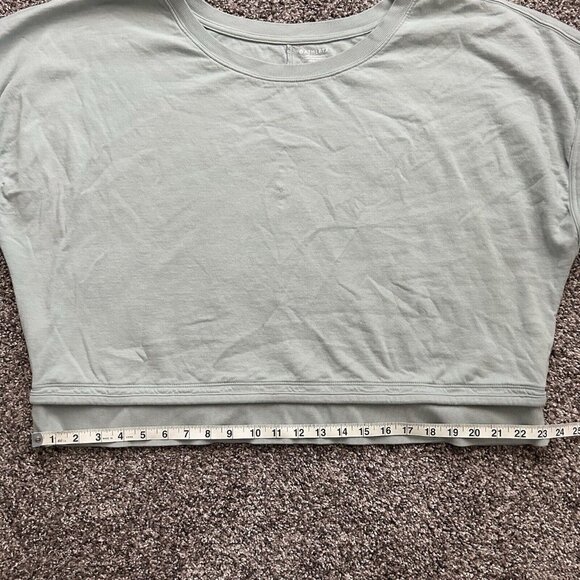 Athleta Sundown Shirred Short Sleeve Sweatshirt XL Coast Grey - Picture 8 of 12